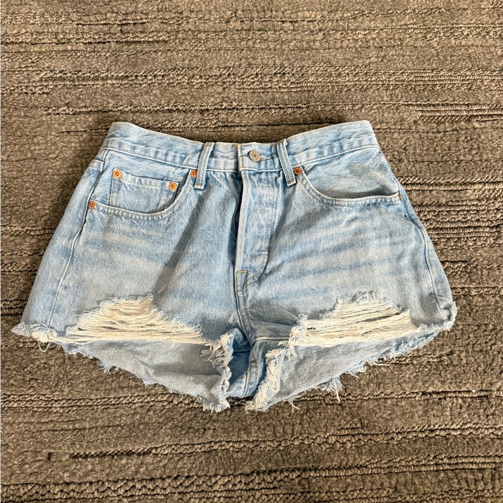 Levi's Light Blue Distressed Jean Shorts